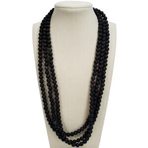 Triple Strand Lava Stone 10" Round Beaded Necklace